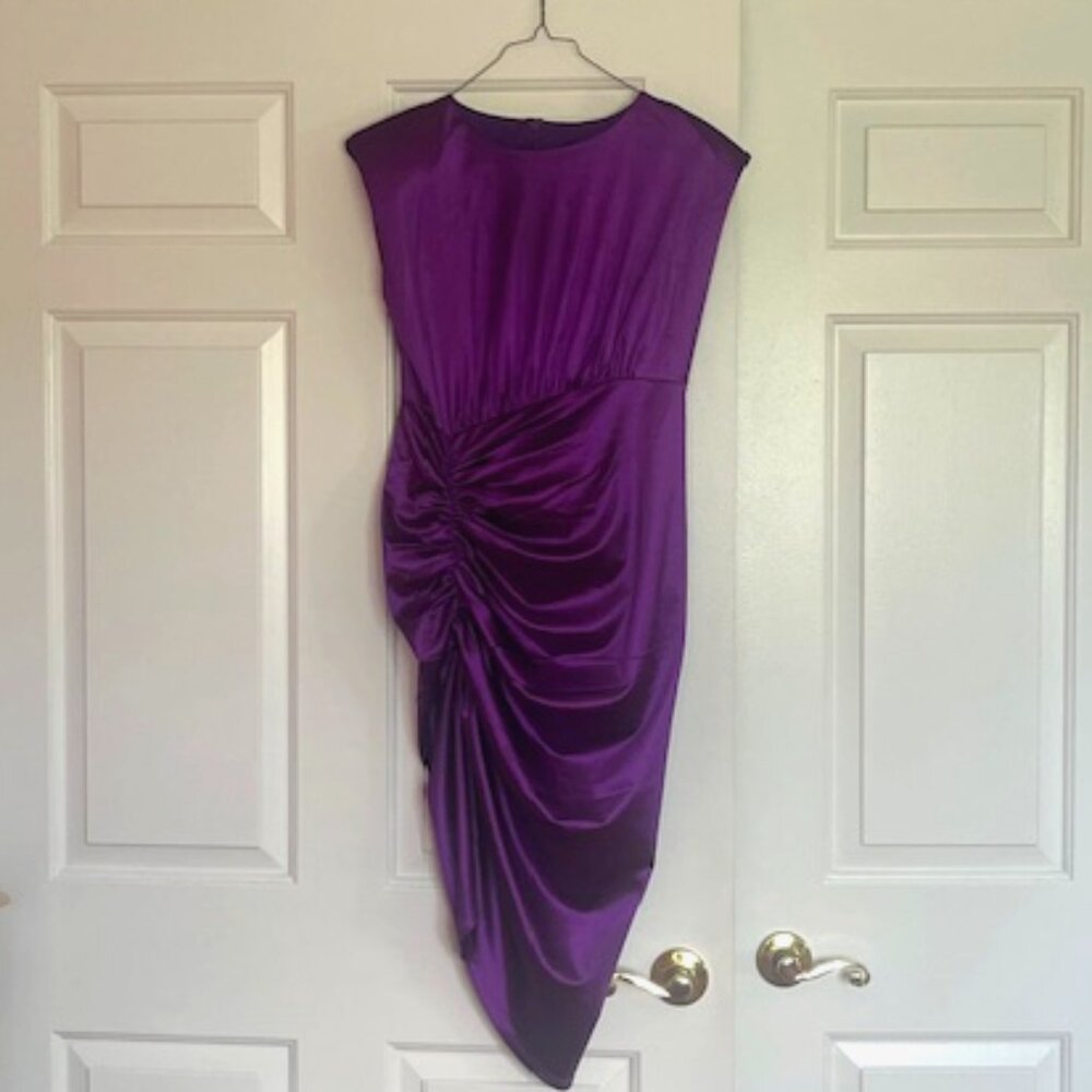 EXPRESS SATIN RUCHED COCKTAIL DRESS